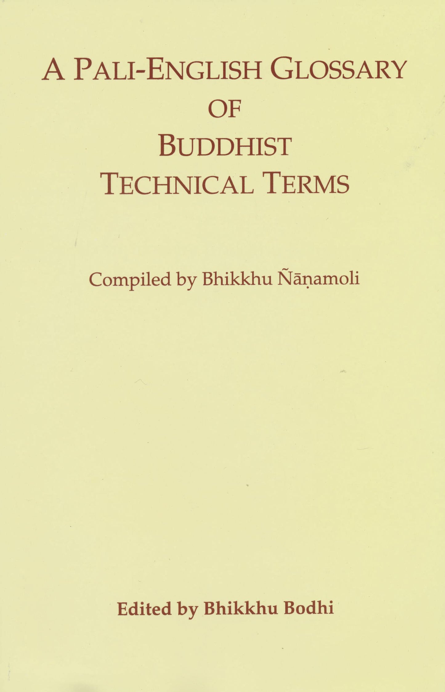 Pali-English Glossary of Technical Terms