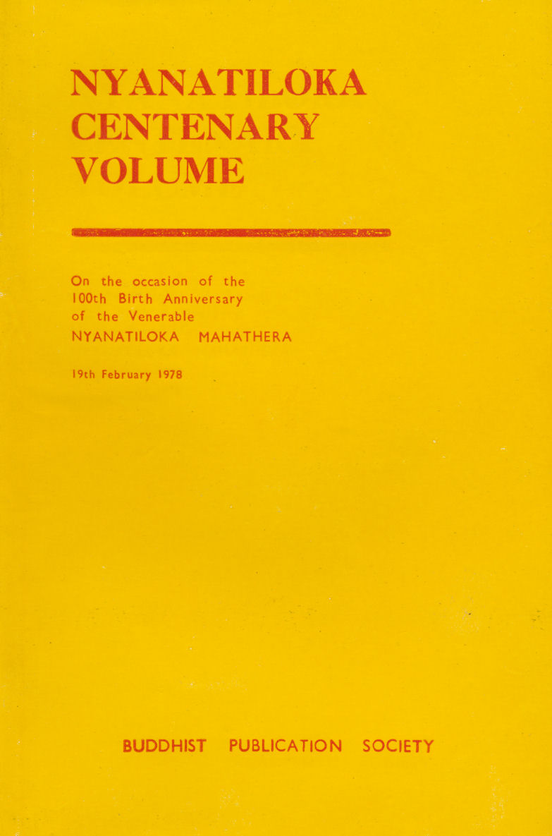 Nyanatiloka Centenary Volume